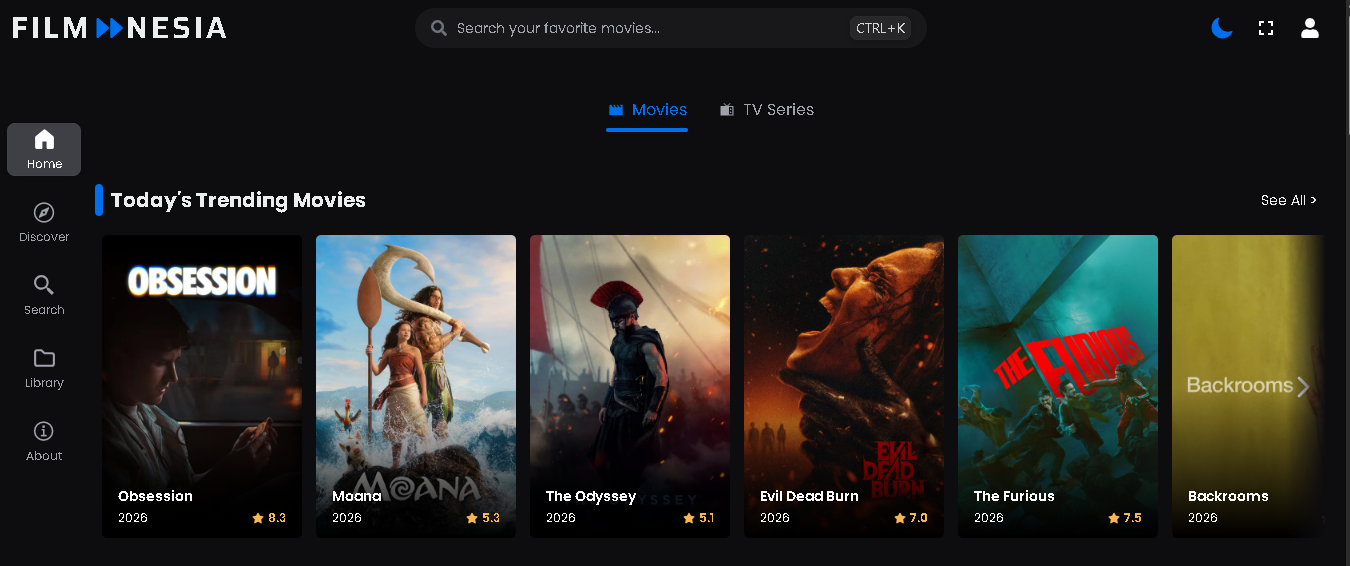 Contoh website streaming Filmanesia karya Nash Studio